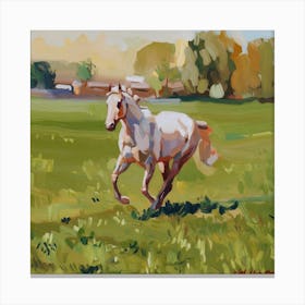 White Horse Galloping Canvas Print