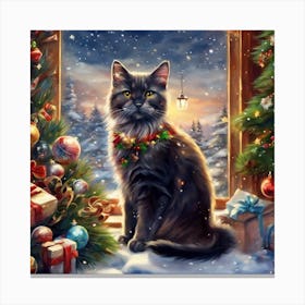 Christmas Cat Canvas Print