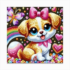 Diamond Painting Of A Puppy Canvas Print