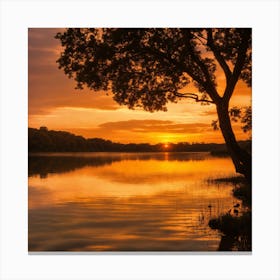 Sunset Over Lake 1 Canvas Print