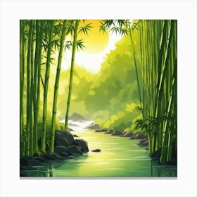 A Stream In A Bamboo Forest At Sun Rise Square Composition 205 Canvas Print