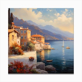 Enchanting Echoes: Watercolour Splendor of Positano Canvas Print