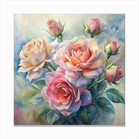 Watercolor Roses 12 Canvas Print