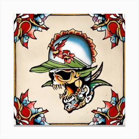 Skull In Hat Canvas Print