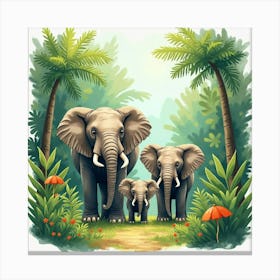 Elephants In The Jungle 1 Canvas Print