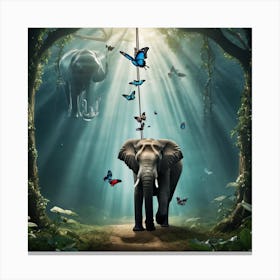 Elephant In The Forest Canvas Print