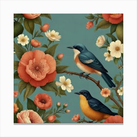 Birds On A Branch Canvas Print