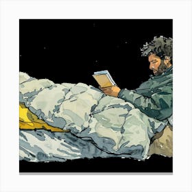 Man Reading In Bed Canvas Print