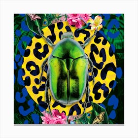 Insect Scarab Beetle Leopard Print Blue 1 Canvas Print