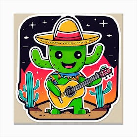 Cactus Playing Guitar 1 Canvas Print
