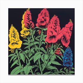 Aconitum 2 Pop Art Illustration Square Canvas Print