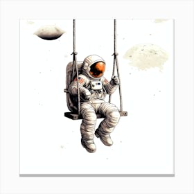 Astronaut On Swing 1 Canvas Print