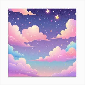 Sky With Twinkling Stars In Pastel Colors Square Composition 122 Canvas Print