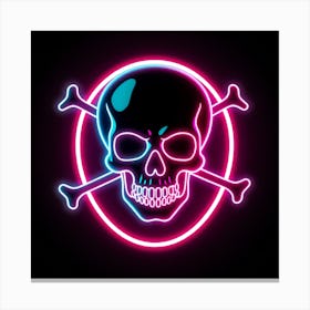 Neon lit skull and bones Canvas Print