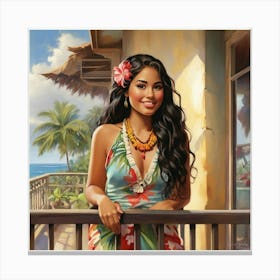 Hawaiian Girl art print 1 Canvas Print
