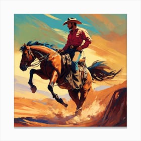 Cowboy Riding A Horse Canvas Print
