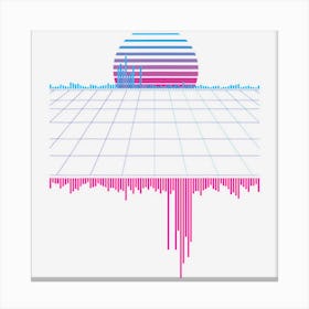 Outrun Synthwave Vaporwave Aesthetic Sunset Music Canvas Print