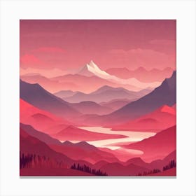 Misty mountains background in red tone 78 Canvas Print