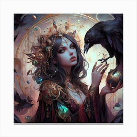 Crow And Maiden Canvas Print