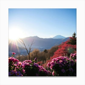 Beautiful place and Flowers Canvas Print