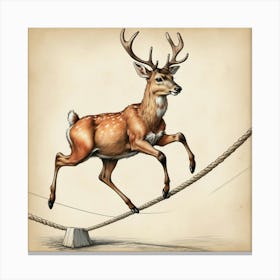 Deer Jumping Rope 3 Canvas Print