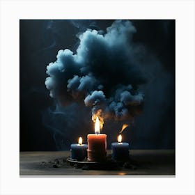 Default The Image Shows Three Burning Candles In The Backgroun 0 1 Canvas Print