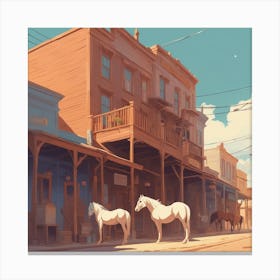 Horses In The Street 1 Canvas Print