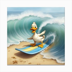 Duck On Surfboard 3 Canvas Print