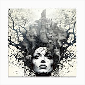 Woman With Trees On Her Head Canvas Print