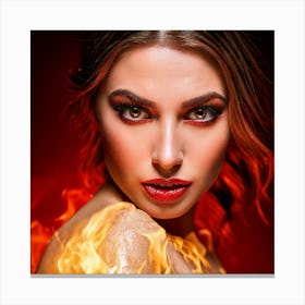 Firefly Fiery Woman With Intense Scarlet Gaze 25826 (2) Canvas Print