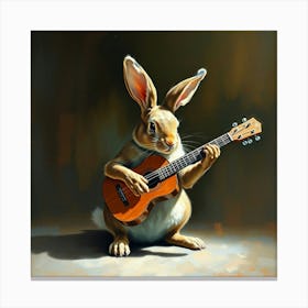 Rabbit Playing Ukulele Canvas Print