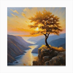 Sunset Over The River 2 Canvas Print