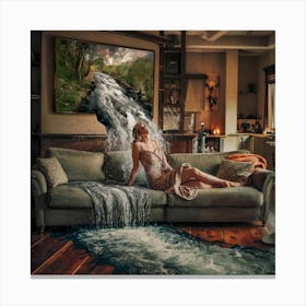 Woman Sitting On A Couch Canvas Print