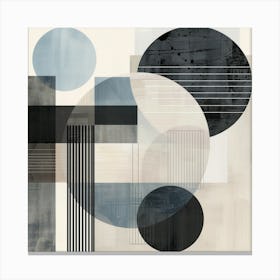 Abstract Circles in Black, Beige and Blue Canvas Print