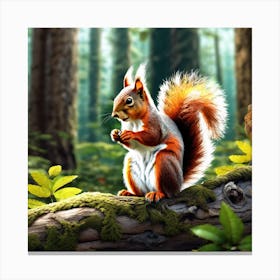 Red Squirrel In The Forest 64 Canvas Print