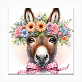 Donkey With Flowers 11 Canvas Print