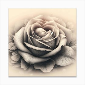 Baby In A Rose Canvas Print