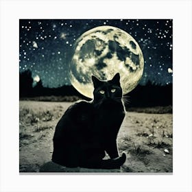 Cat In The Moonlight 3 Canvas Print