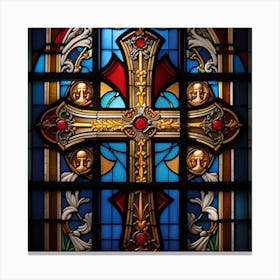 Stained Glass Window cross stained glass Canvas Print