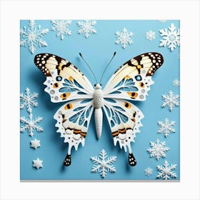 Butterfly With Snowflakes Canvas Print