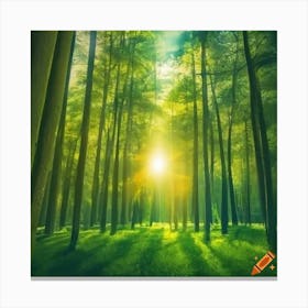 Craiyon 220241 Lush Green Forest With Sunlight Peeking Through The Trees Canvas Print