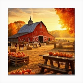 Autumn Farm Festival Capturing The Essence Of Rustic Charm Freshly Harvested Produce Spread Across (1) 2 Canvas Print