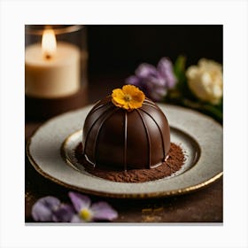 Chocolate Dessert On A Plate Canvas Print