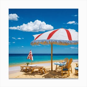 Beautiful Umbrella In Beach Canvas Print