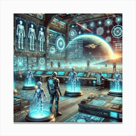 A Futuristic Sci Fi Scene Showcasing The Technoman Canvas Print