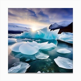 Icebergs In The Water 13 Canvas Print