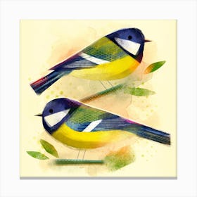 Great Tits Square Canvas Print