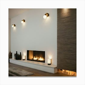 Modern Living Room With Fireplace 21 Canvas Print