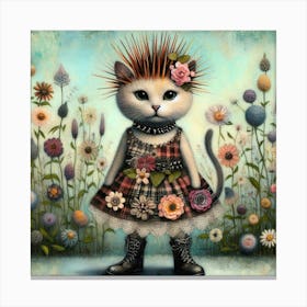 Cute punk cat 5 Canvas Print