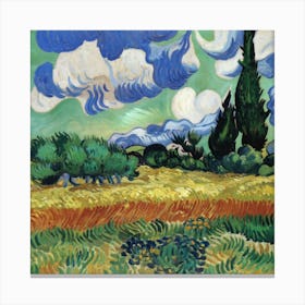 A Wheatfield With Cypresses, Vincent van Gogh 9 Canvas Print